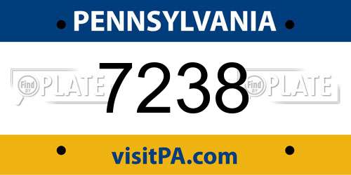 7238 Pennsylvania License Plate