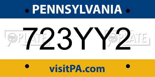 723YY2 Pennsylvania License Plate