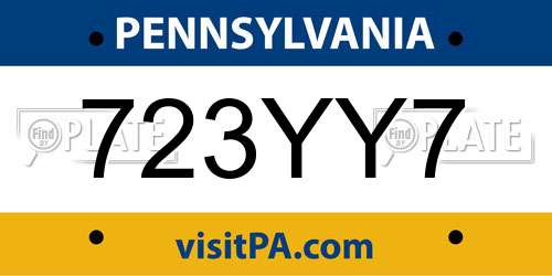 723YY7 Pennsylvania License Plate
