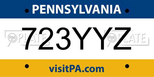 723YYZ Pennsylvania License Plate