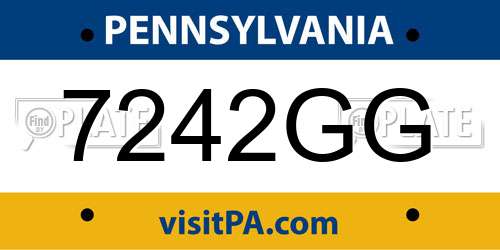 7242GG Pennsylvania License Plate