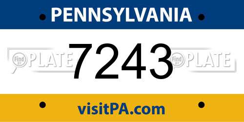 7243 Pennsylvania License Plate