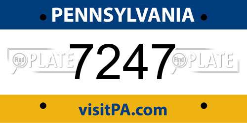 7247 Pennsylvania License Plate