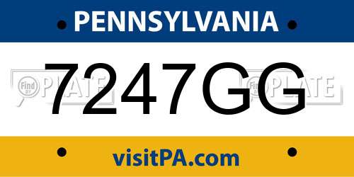 7247GG Pennsylvania License Plate