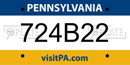 724B22 Pennsylvania License Plate