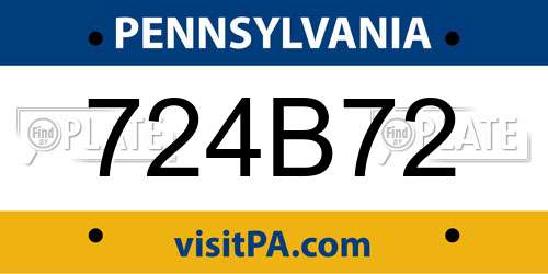 724B72 Pennsylvania License Plate