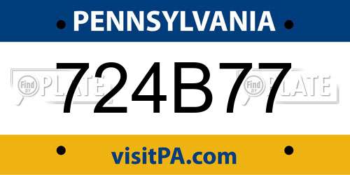724B77 Pennsylvania License Plate