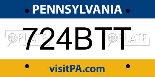 724BTT Pennsylvania License Plate