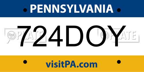 724DOY Pennsylvania License Plate