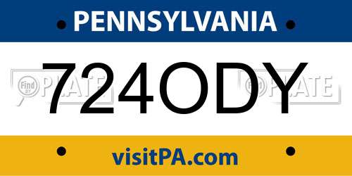 724ODY Pennsylvania License Plate