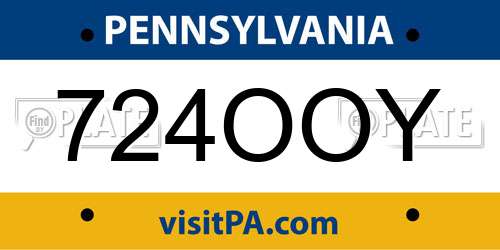724OOY Pennsylvania License Plate