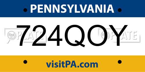 724QOY Pennsylvania License Plate