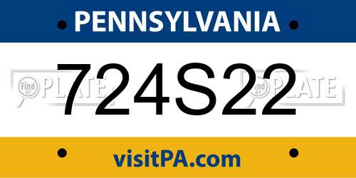 724S22 Pennsylvania License Plate