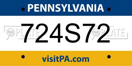 724S72 Pennsylvania License Plate
