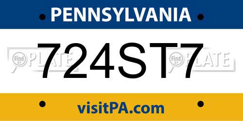 724ST7 Pennsylvania License Plate
