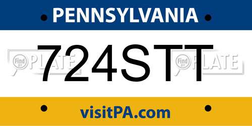 724STT Pennsylvania License Plate