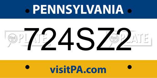 724SZ2 Pennsylvania License Plate