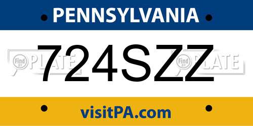 724SZZ Pennsylvania License Plate