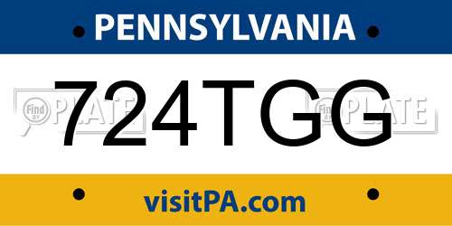 724TGG Pennsylvania License Plate