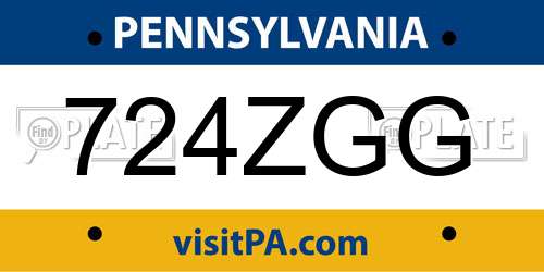 724ZGG Pennsylvania License Plate