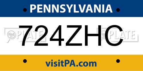 724ZHC Pennsylvania License Plate