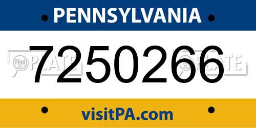 7250266 Pennsylvania License Plate