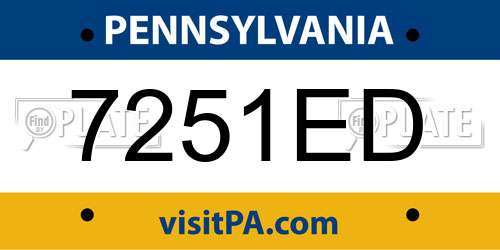 7251ED Pennsylvania License Plate