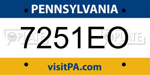 7251EO Pennsylvania License Plate