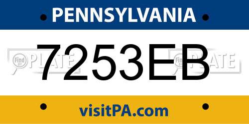 7253EB Pennsylvania License Plate