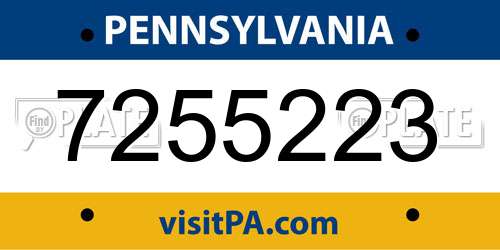 7255223 Pennsylvania License Plate