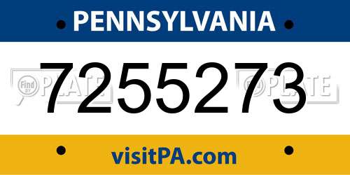 7255273 Pennsylvania License Plate
