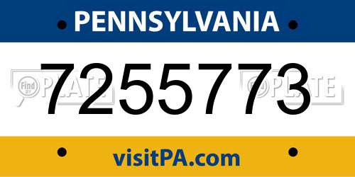 7255773 Pennsylvania License Plate