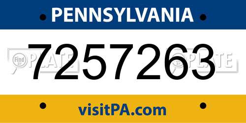 7257263 Pennsylvania License Plate
