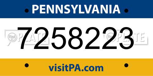 7258223 Pennsylvania License Plate