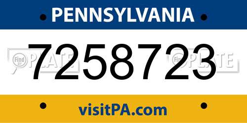 7258723 Pennsylvania License Plate