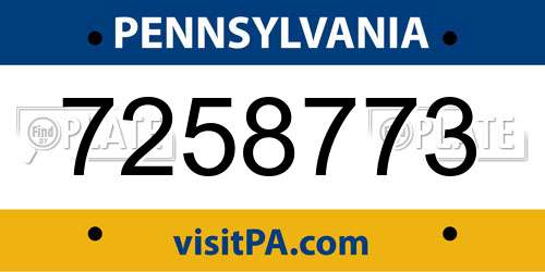 7258773 Pennsylvania License Plate