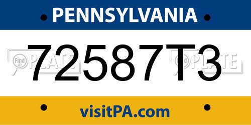 72587T3 Pennsylvania License Plate