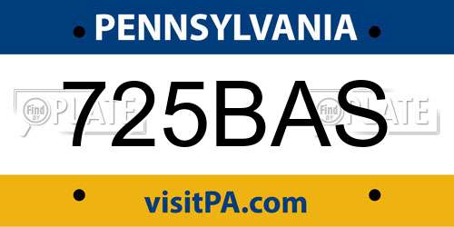 725BAS Pennsylvania License Plate
