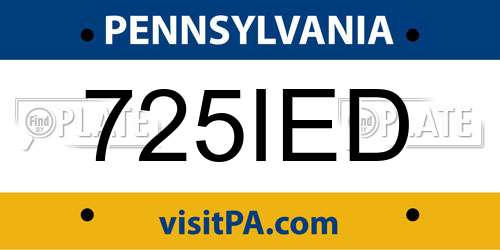 725IED Pennsylvania License Plate