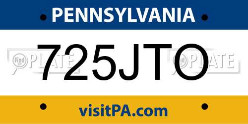 725JTO Pennsylvania License Plate