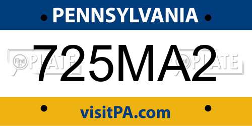 725MA2 Pennsylvania License Plate