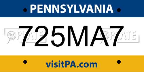 725MA7 Pennsylvania License Plate