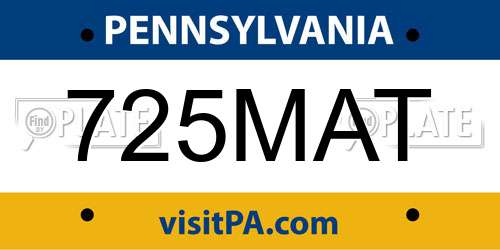 725MAT Pennsylvania License Plate