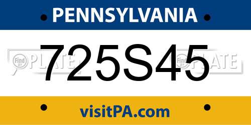 725S45 Pennsylvania License Plate
