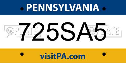 725SA5 Pennsylvania License Plate