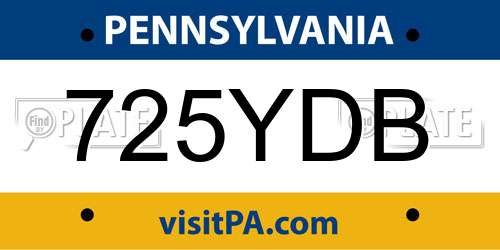 725YDB Pennsylvania License Plate