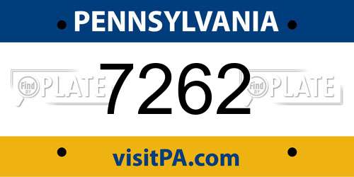 7262 Pennsylvania License Plate