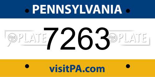 7263 Pennsylvania License Plate