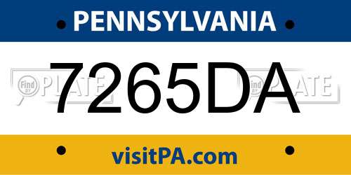7265DA Pennsylvania License Plate