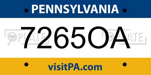 7265OA Pennsylvania License Plate